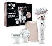 Braun Silk-épil 9 Flex 9-060 3D Depiladora eléctrica femenina con cabezal flexible de 360° para una depilación fácil, en húmedo o en seco, piel suave mucho más tiempo, color blanco y rosa