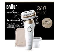 Braun Silk-épil 9 Flex, Depiladora Eléctrica Mujer Para Una Eliminación Del Vello Fácil, Depilación En Seco Y En Mojado, Con Cabezal De Rasuradora, 9-041 3D, Blanca/Dorada