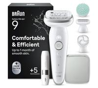 Braun Silk·épil 9 Flex SkinSpa Depiladora Eléctrica Mujer, 9-381, Plata | Depiladora Corporal Resistente al Agua, con Minirrasuradora Facial, Cepillo de Exfoliación Y Funda, Depila y Exfolia