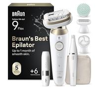 Braun Silk·épil 9 Flex SkinSpa Depiladora Eléctrica Mujer, 9-681 3D, Oro | con FaceSpa Pro Y Mini Depiladora Facial, Cabezal Flexible, Set Todo-en-Uno, Depila, Rasura Y Recorta, Resistente al Agua