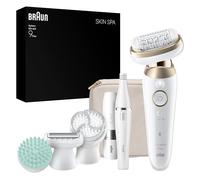 Braun Silk·épil 9 Flex SkinSpa Depiladora Eléctrica Mujer Con FaceSpa Pro Y Mini Depiladora Facial, Cabezal Flexible, Set Todo-en-Uno, Depila, Rasura y Recorta, Uso En Seco Y Mojado, 9-681 3D, Oro