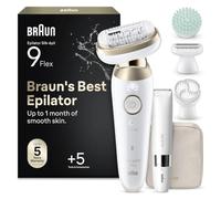Braun Silk-épil 9 Flex SkinSpa - Set de depiladora todo en uno, depiladora para mujer, depiladora de larga duración, mini maquinilla de afeitar corporal 9-481 3D, color blanco y dorado