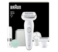 Braun Silk·épil 9 SkinSpa Depiladora Eléctrica Mujer Con Cepillo Exfoliante, Almohadilla De Masaje Y Mini Depiladora Facial, Set Todo-en-Uno, Depila, Rasura y Recorta, Uso En Seco Y Mojado, 9-381