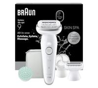 Braun Silk·épil 9 SkinSpa Depiladora Eléctrica Mujer Con Cepillo Exfoliante, Almohadilla De Masaje Y Peine Recortador, Depila, Rasura y Recorta, Uso En Seco Y Mojado, Depilación Suave Duradera, 9-080