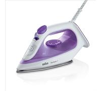 Braun TexStyle 1 Plancha de V apor con Suela con Revestimiento SuperCeramic, Planchado Ligero y Rápido, Calentamiento Rápido, Modo Eco, Rellenado Fácil 220ml, 2000W, SI 1080 VI, Blanco, Violeta