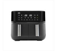 Braun TwinCook 3 TD3030IBK, Freidora de Aire Doble, Capacidad Total 8L, Cocción Separada, Control Digital ce Temperatura 80-200°, Tecnología RealAir, Función Sincronizada, 8 Preajustes, 2850W, Negro