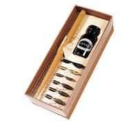 Brause 195B - Un coffret de calligraphie contenant 6 plumes (Sténo, Cito fein, Pfannen et Bandzug 1mm, 2mm, 3mm), un porte-plume en bois et un flacon d'encre noire herbin 15 ml