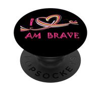 Brave I Am Very Brave - Diseño de corazón Colorido PopSockets PopGrip Adhesivo