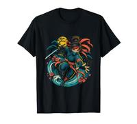 Brave Ninja Girl con Ondas de Espada y Flores de Cerezo Camiseta