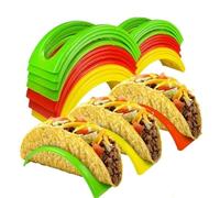 BRAVECOW Paquete de 12 soportes para tacos con forma de onda mexicana, herramientas de cocina para sándwiches de taco, apto para lavavajillas y microondas