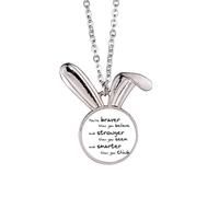 Braver Stronger Smarter - Collar con colgante de conejo con cita inteligente