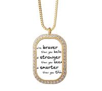 Braver Stronger Smarter - Collar con colgante de diamantes de cristal dorado