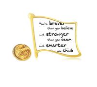 Braver Stronger Smarter - Pin de solapa de metal dorado con cita