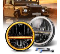 Braveway - Faro LED de 7 pulgadas, 60 W, 15000 lúmenes, 2 faros LED Wrangler JK, punto aprobado Hi Lo Beam blanco ámbar DRL, cable H4-H13 compatible con Wrangler JK TJ LJ CJ Hummber H1 H2, Plug and