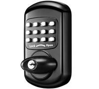 Bravex Cerradura de puerta de entrada sin llave, cerradura de aleación de zinc, cerradura de sábado 100% mecánica, sin riesgo de baja potencia, color negro