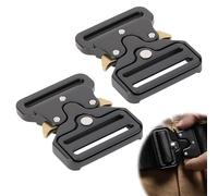 Bravien Hebilla de cinturón militar 40mm 2 piezas metal táctico negro oro accesorio cinturón durable práctico para hombre mujer cinturón de combate resistente fuerzas espec