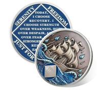 Braving The Storm - Moneda sobria de 34 años, moneda náutica NA, chip sobrio de recuperación de adicciones de treinta y cuatro años, símbolo de aniversario de recuperación, regalos de sobriedad