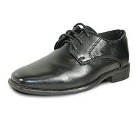 bravo! Calcetín de cuero Oxford con cordones y puntera lisa para uniforme escolar, evento formal, talla de niño a joven, color negro, marrón, coñac, Negro 1, 26 EU