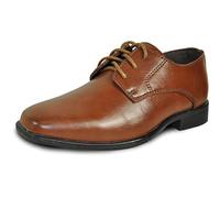 bravo! Calcetín de cuero Oxford con cordones y puntera lisa para uniforme escolar, evento formal, talla de niño a joven, color negro, marrón, coñac, marrón (Brown 1), 26 EU