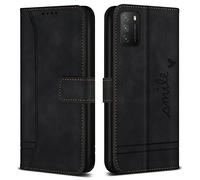Bravoday Funda Xiaomi Poco M3 / Redimi 9T / Redimi 9 Power, Premium PU Cuero Billetera Flip Protectora Carcasa Magnético para Xiaomi Poco M3 / Redimi 9T / Redimi 9 Power, Negro