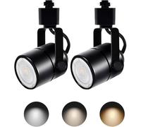 Bravsekai Dimmable LED luces de la pista, 2PCS 3CCT 3CCT H-tipo pista focos 10W GU10 pista luces cabeza ajustable 3000K/4000K/6000K techo focos reemplazo GU10 bombilla, Negro