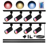 Bravsekai GU10 16-Color RGB Kit de iluminación de la pista, 8-Pack de focos que cambian de color con 2x1.5M H-Rail, IR remoto RGB luces de la pista para la sala de estar, fiestas en casa, discotecas