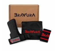 BRAVURA Aceron Grip - Calleras para Cross Training SIN Magnesio (Negro/Rojo)