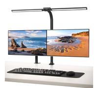 bravzurg Flexo LED escritorio pinza, 77cm 24W Lampara escritorio con doble barra de luz, potente lámpara monitor con sensor de luz, para mesa, estudiar, estudio, oficina, trabajo, ordenador pantalla