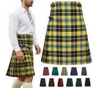 BRAW CLANS TARTANS Falda escocesa de tartán de 5 yardas para hombre, varios diseños a cuadros, tamaños de cintura de 30 a 46 pulgadas, ocasiones escocesas como despedidas de soltero, eventos formales,