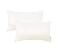 BRAWARM Juego de 2 Fundas de cojín Decorativas de Piel sintética, Fundas de cojín de Cuero sintético sólido para sofá para Sala de Estar, Cama de jardín, Color Blanco Marfil, 30 x 50 cm