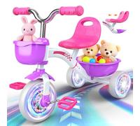 Braxel Triciclo para Niños 2 3 4 5 Años, Bicicleta Infantil con Asiento Ajustable Triciclo Evolutivo para Niño y Niña de 1 a 4 Años Carga 35 kg, Rosa y Morado