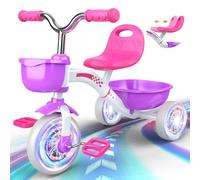 Braxel Triciclo para Niños 2 3 4 5 Años, Bicicleta Infantil con Asiento Ajustable Triciclo Evolutivo para Niño y Niña de 1 a 4 Años Carga 35 kg, Rosa y Morado