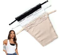BRAYEKEYIYE - 3 piezas de camisola de encaje con clip para mujer, con inserto de sostén, superposición de panel modesto, chaleco YEKEYI negro, blanco y beige, Negro, blanco, beige, Altoa única