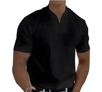Braylen Stylish T-Shirt,New Men’S Stretch Slim Fit V-Neck T-Shirt, Comfortable and Breathable(Black,L)