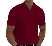 Braylen Stylish T-Shirt,New Men’S Stretch Slim Fit V-Neck T-Shirt, Comfortable and Breathable(Red,3XL)