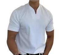Braylen Stylish T-Shirt,New Men’S Stretch Slim Fit V-Neck T-Shirt, Comfortable and Breathable(White,XL)