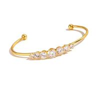 Brazalete abierto con brillantes circonitas para mujer, joyería de moda ajustable a la moda, talla única, como se describe
