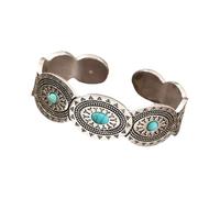 Brazalete abierto de estilo retro con joyas de color turquesa natural para un aspecto único y elegante, ligeras carencias de huesos de moda