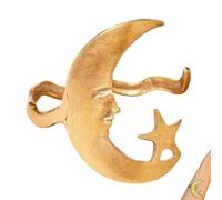 Brazalete Abierto de patrón de Estrella y Luna: Las Estrellas besan Suavemente la Luna, Puertas de Manguito Ajustable Sueños de brazaletes de Brazalete, Combínalo fácilmente con Relojes (Gold)