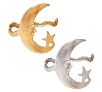 Brazalete Abierto de patrón de Estrella y Luna: Las Estrellas besan Suavemente la Luna, Puertas de Manguito Ajustable Sueños de brazaletes de Brazalete, Combínalo fácilmente con Relojes (A3)