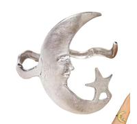 Brazalete Abierto de patrón de Estrella y Luna: Las Estrellas besan Suavemente la Luna, Puertas de Manguito Ajustable Sueños de brazaletes de Brazalete, Combínalo fácilmente con Relojes (Sliver)