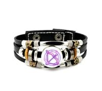Brazalete Ajustable De Cuero Trenzado En Capas Con Diseño De Arco, Flecha Y Sol De Sagitario, Estilo Cyber Neon, Brazalete Étnico Punk Hecho A Mano, Accesorio De Amistad, Regalo De Cumpleaños O