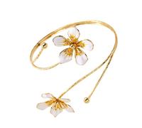 Brazalete ajustable floral vintage hecho a mano con técnicas de aceite de goteo para accesorios de moda y vacaciones, As the pic show, Metal, Sin piedra preciosa