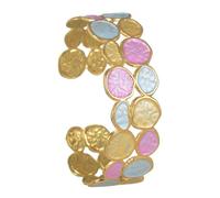 Brazalete ajustable moderno de acero inoxidable, pulsera esmaltada con goteo colorido, joyería hecha a mano para uso diurno y nocturno, pulsera artística que se puede abrir de acero inoxidable