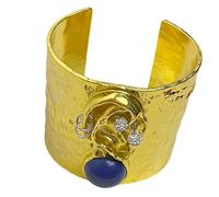 Brazalete ancho con expresión facial 3D a la moda, joyería de mano de aleación abierta, ajustable, accesorio único escultural para la muñeca, One Size, como se describe, como se describe