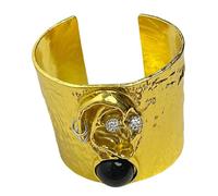 Brazalete ancho con expresión facial 3D a la moda, joyería de mano de aleación abierta, ajustable, accesorio único escultural para la muñeca, One Size, como se describe, como se describe
