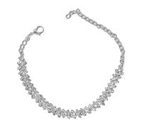 Brazalete Aus Mondstein Persönlichkeit geformt Strass Fußkettchen einfache Set Fuß Zubehör für Frauen Lederarmband (plata, talla única)