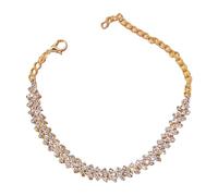 Brazalete Aus Mondstein Persönlichkeit geformt Strass Fußkettchen einfache Set Fuß Zubehör für Frauen Lederarmband (dorado, talla única)