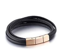 Brazalete Charm, Pulsera de Brazalete de Brazalete bizantino Pulseras de la Cadena de muñeca Punk para Hombres Acero Inoxidable con Revestimiento magnético dones para Hombres
