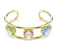 Swarovski Brazalete abierto Chroma Twist, diseño reversible ReCreated™ Crystals verde, azul, y cristal rosa, baño en tono oro, Colección Chroma Twist